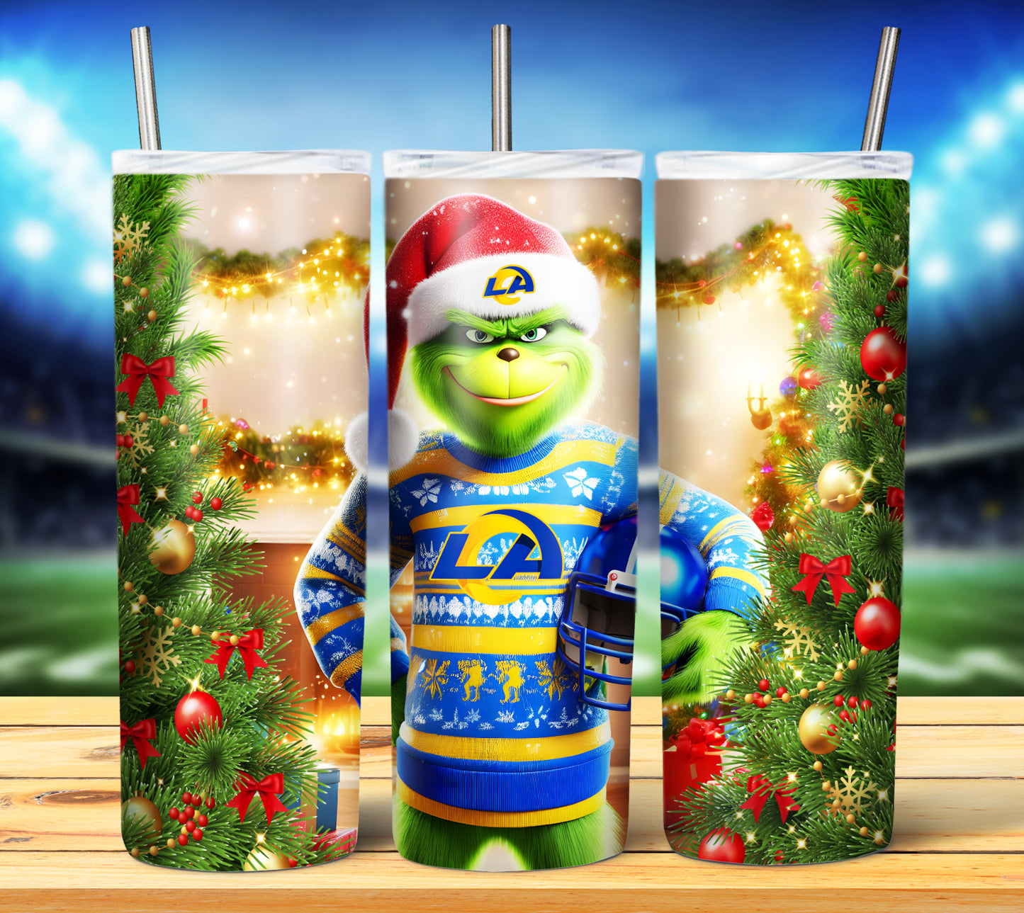 Christmas Football Grouch 20oz Sublimation Tumbler Image