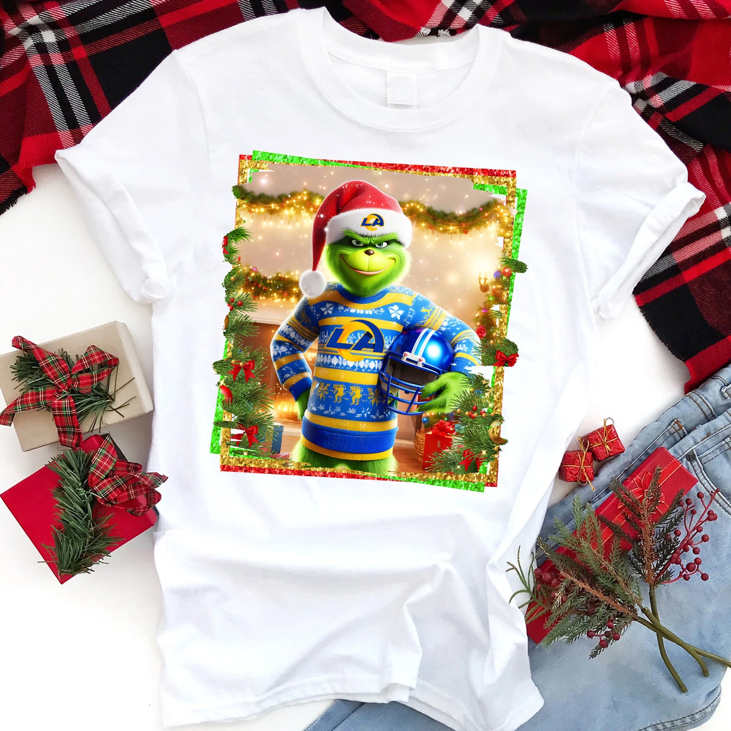 Christmas Grouch Football Sublimation T-Shirt Images / DTF