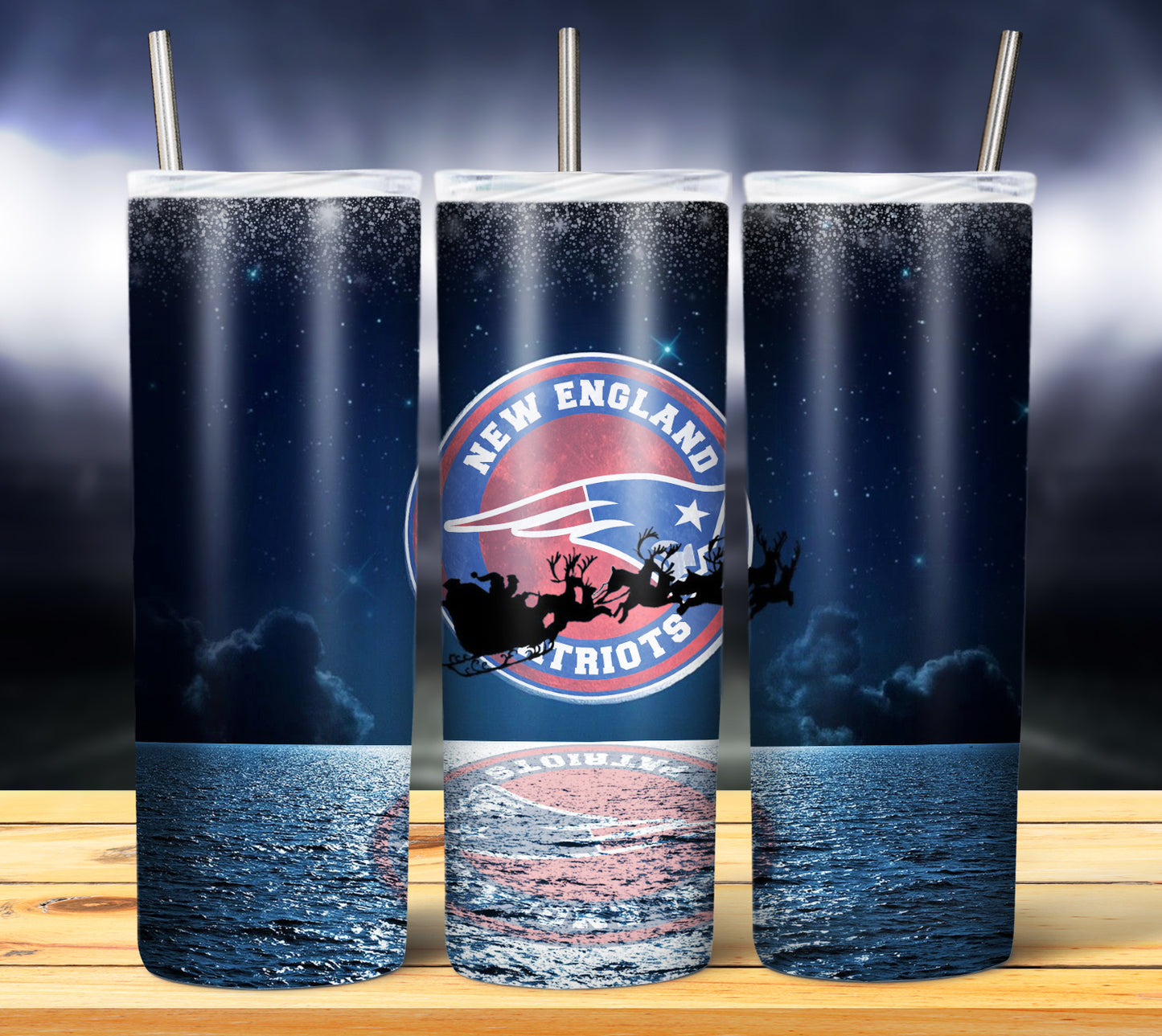 Santa Moon Football 20oz Sublimation Tumbler Image