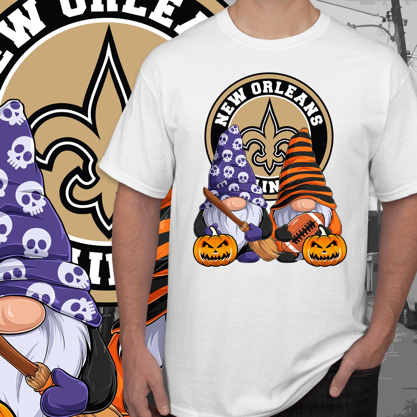 Halloween Football Gnomes Sublimation/DTF T-Shirt Images