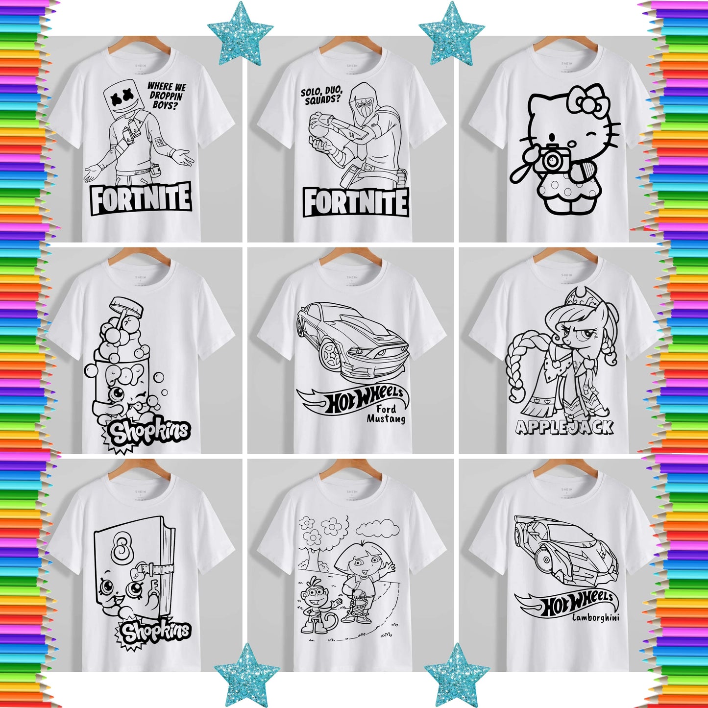 Kids Coloring Pillow Sublimation/T-Shirt Bundle