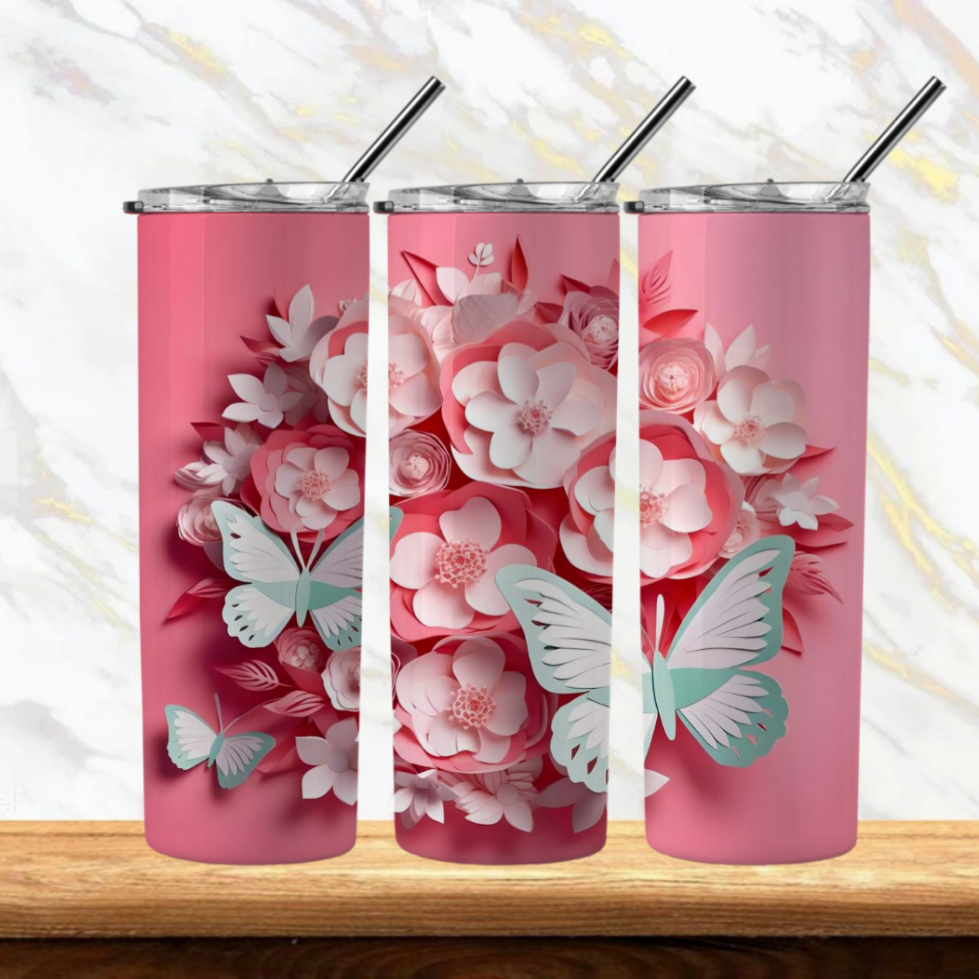 3D Flowers Sublimation Tumbler Image Bundle 20 oz