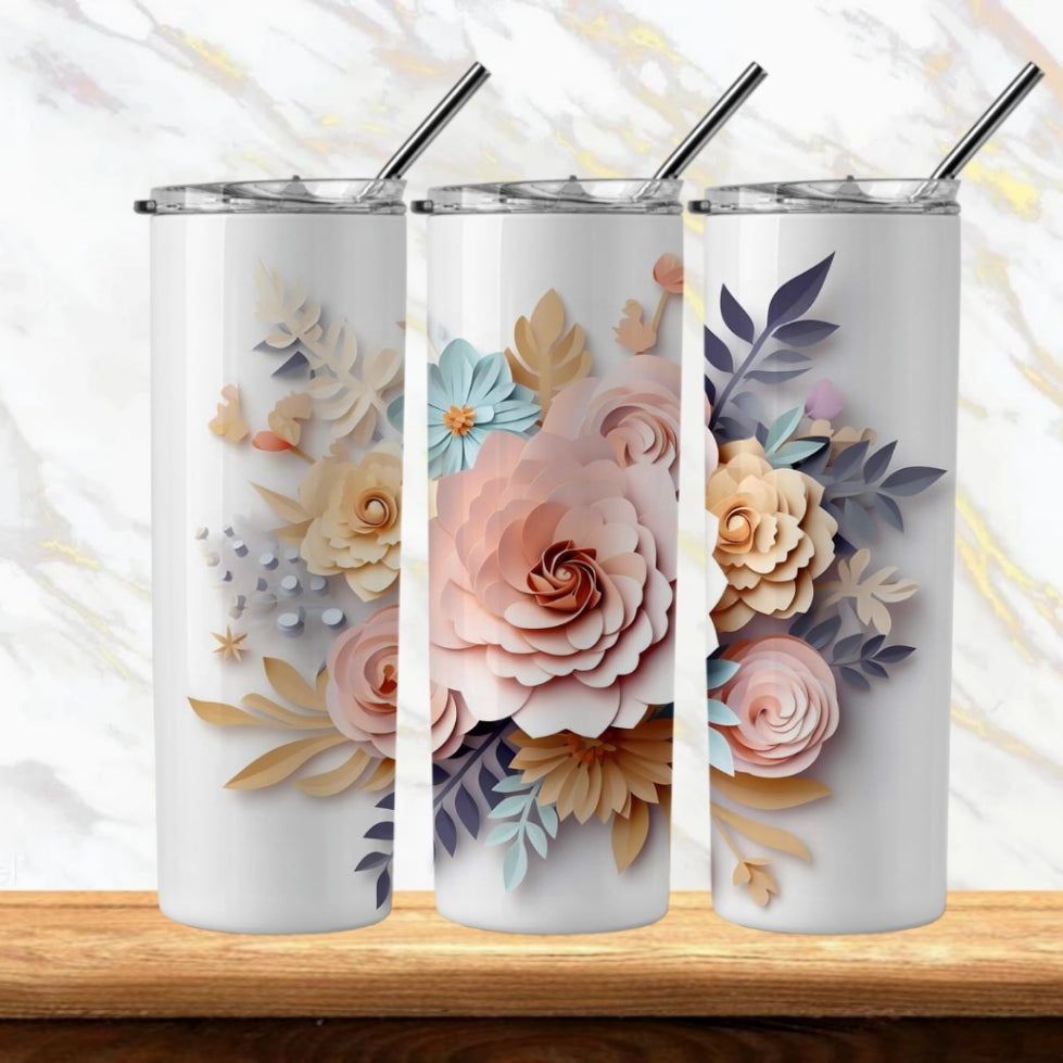 3D Flowers Sublimation Tumbler Image Bundle 20 oz