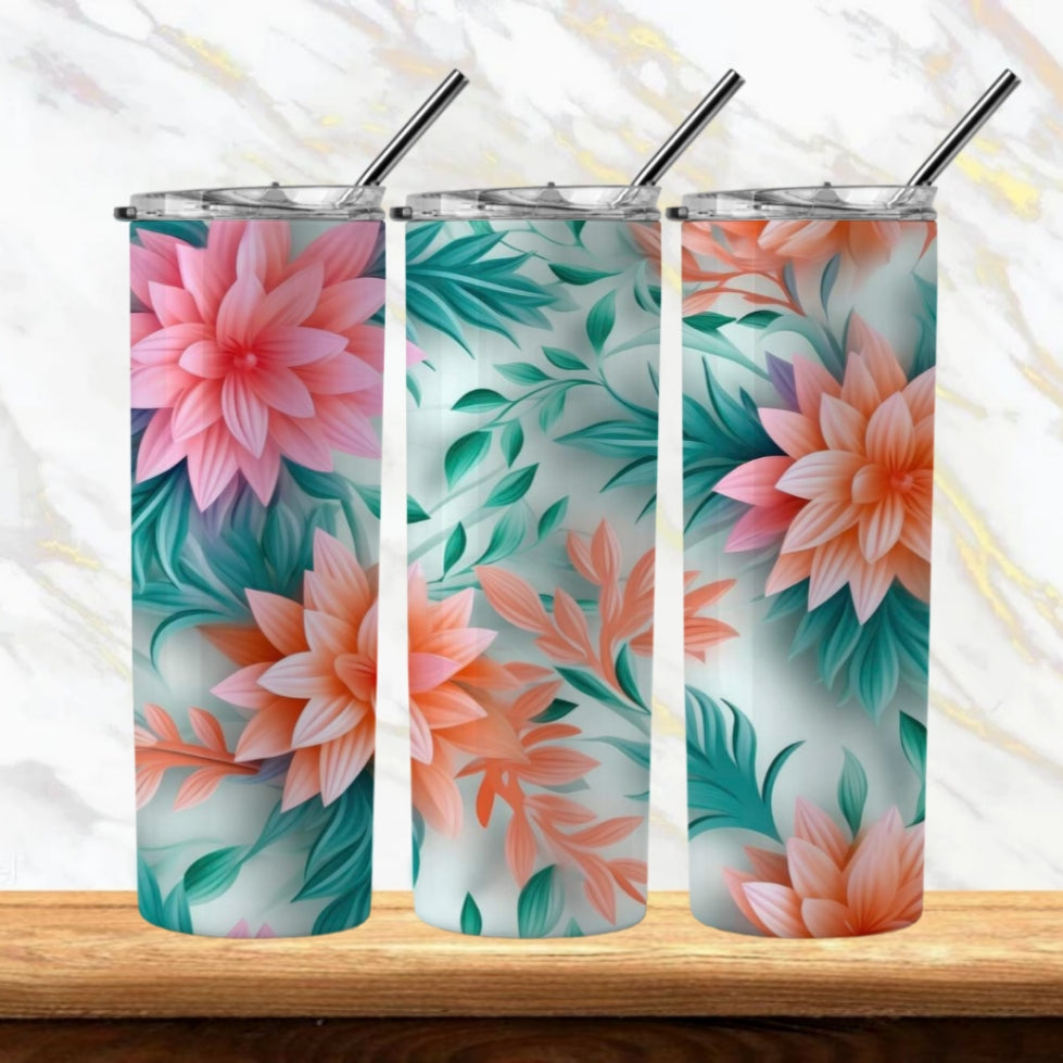 3D Flowers Sublimation Tumbler Image Bundle 20 oz