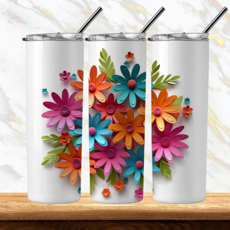 3D Flowers Sublimation Tumbler Image Bundle 20 oz