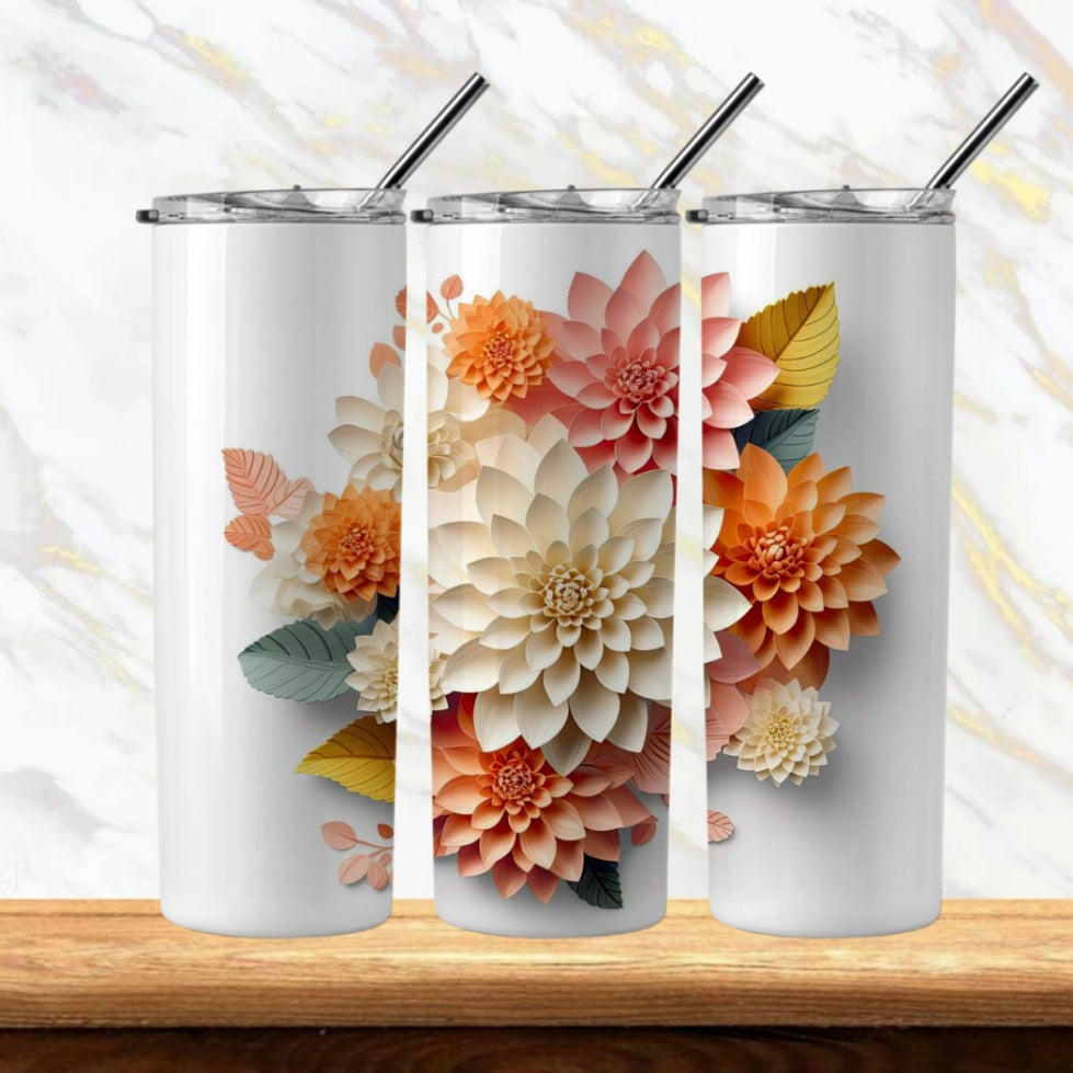 3D Flowers Sublimation Tumbler Image Bundle 20 oz