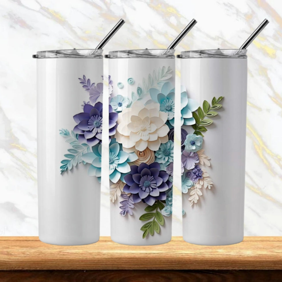 3D Flowers Sublimation Tumbler Image Bundle 20 oz