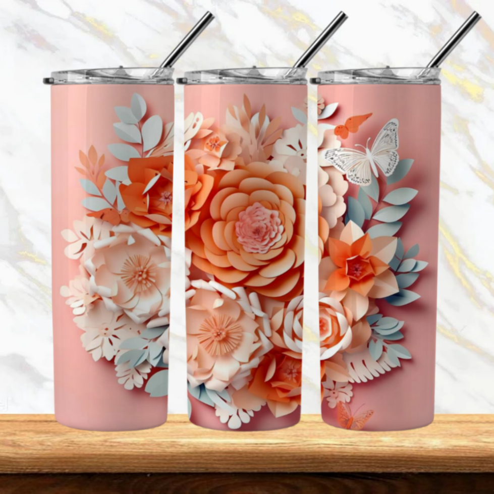 3D Flowers Sublimation Tumbler Image Bundle 20 oz