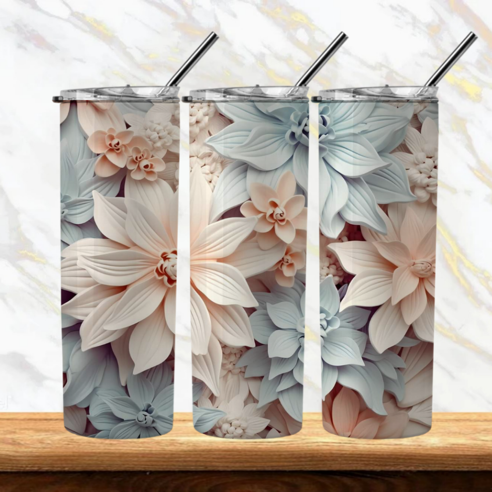 3D Flowers Sublimation Tumbler Image Bundle 20 oz