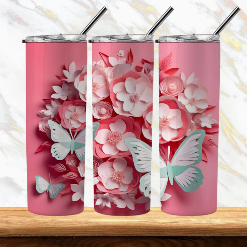 3D Flowers Sublimation Tumbler Image Bundle 20 oz