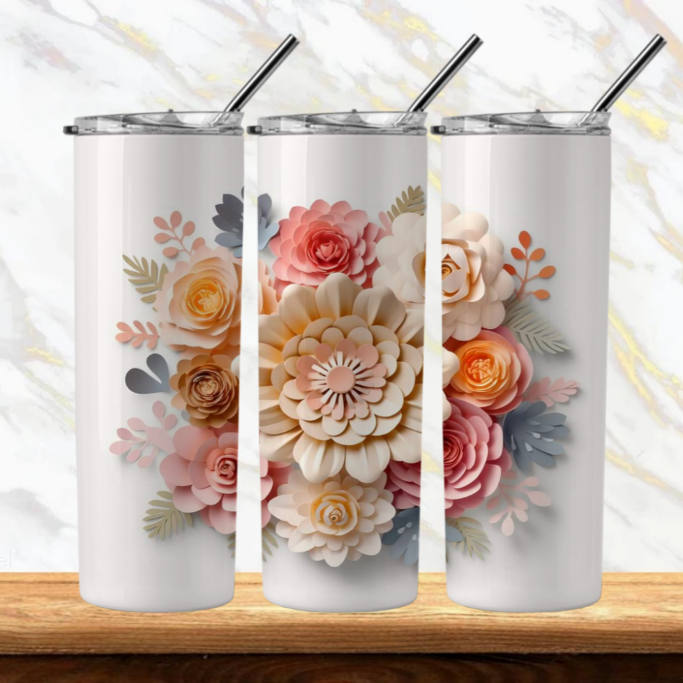 3D Flowers Sublimation Tumbler Image Bundle 20 oz