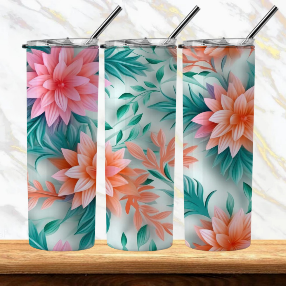 3D Flowers Sublimation Tumbler Image Bundle 20 oz