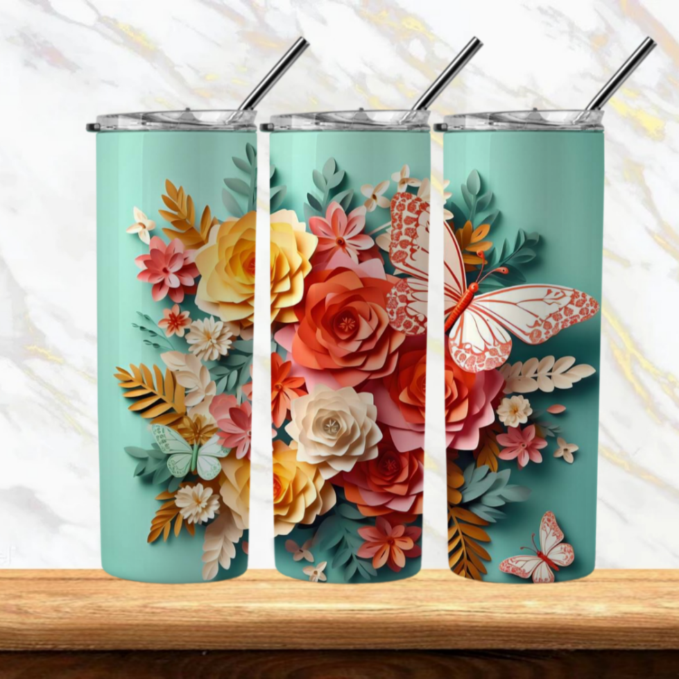 3D Flowers Sublimation Tumbler Image Bundle 20 oz