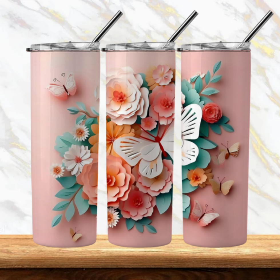 3D Flowers Sublimation Tumbler Image Bundle 20 oz