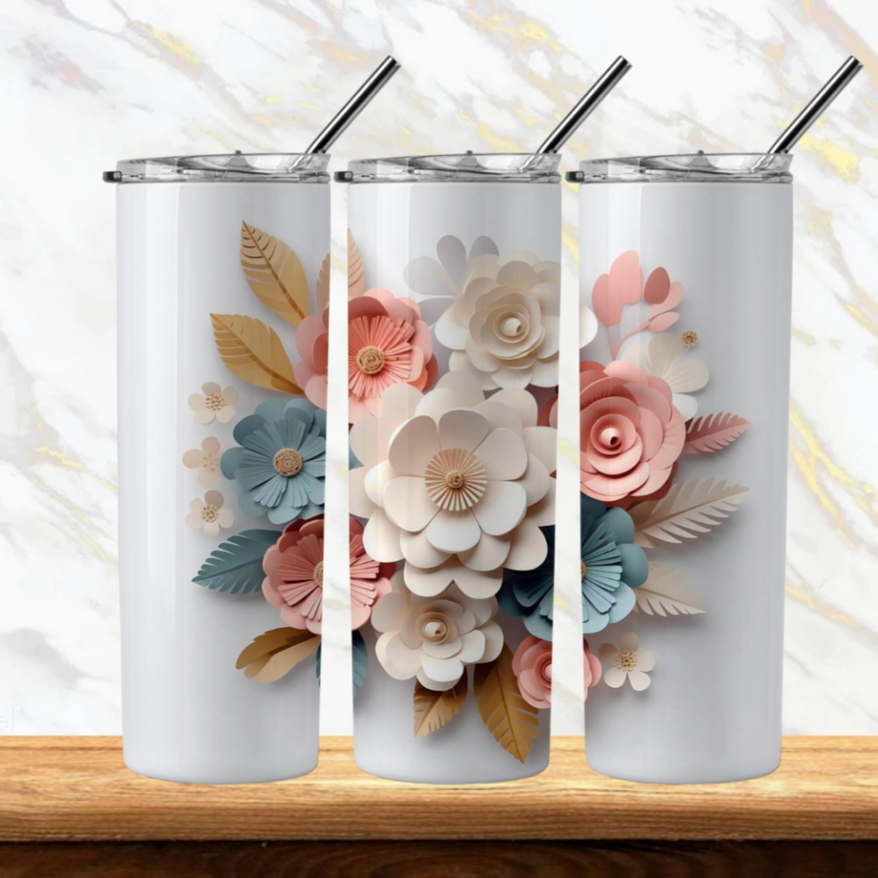 3D Flowers Sublimation Tumbler Image Bundle 20 oz