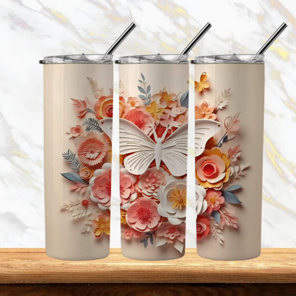 3D Flowers Sublimation Tumbler Image Bundle 20 oz