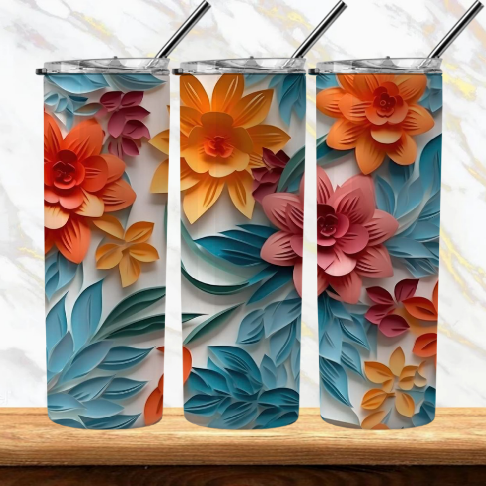 3D Flowers Sublimation Tumbler Image Bundle 20 oz