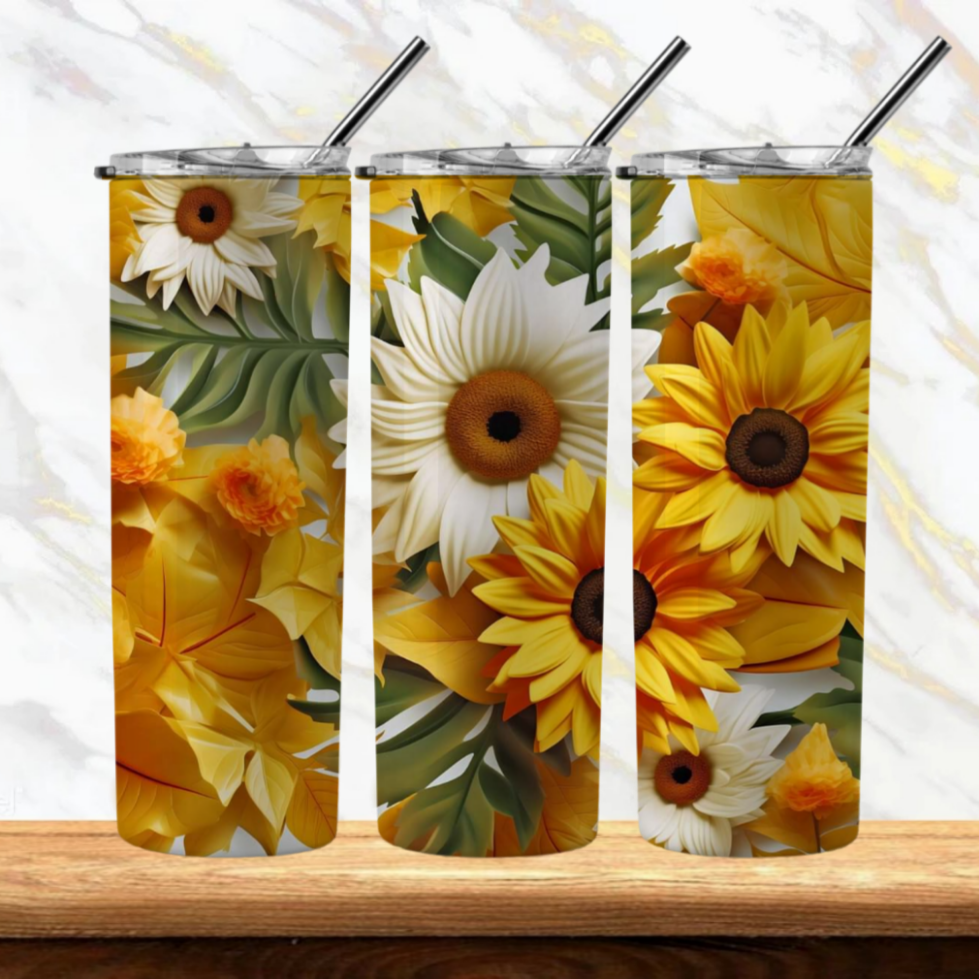 3D Flowers Sublimation Tumbler Image Bundle 20 oz