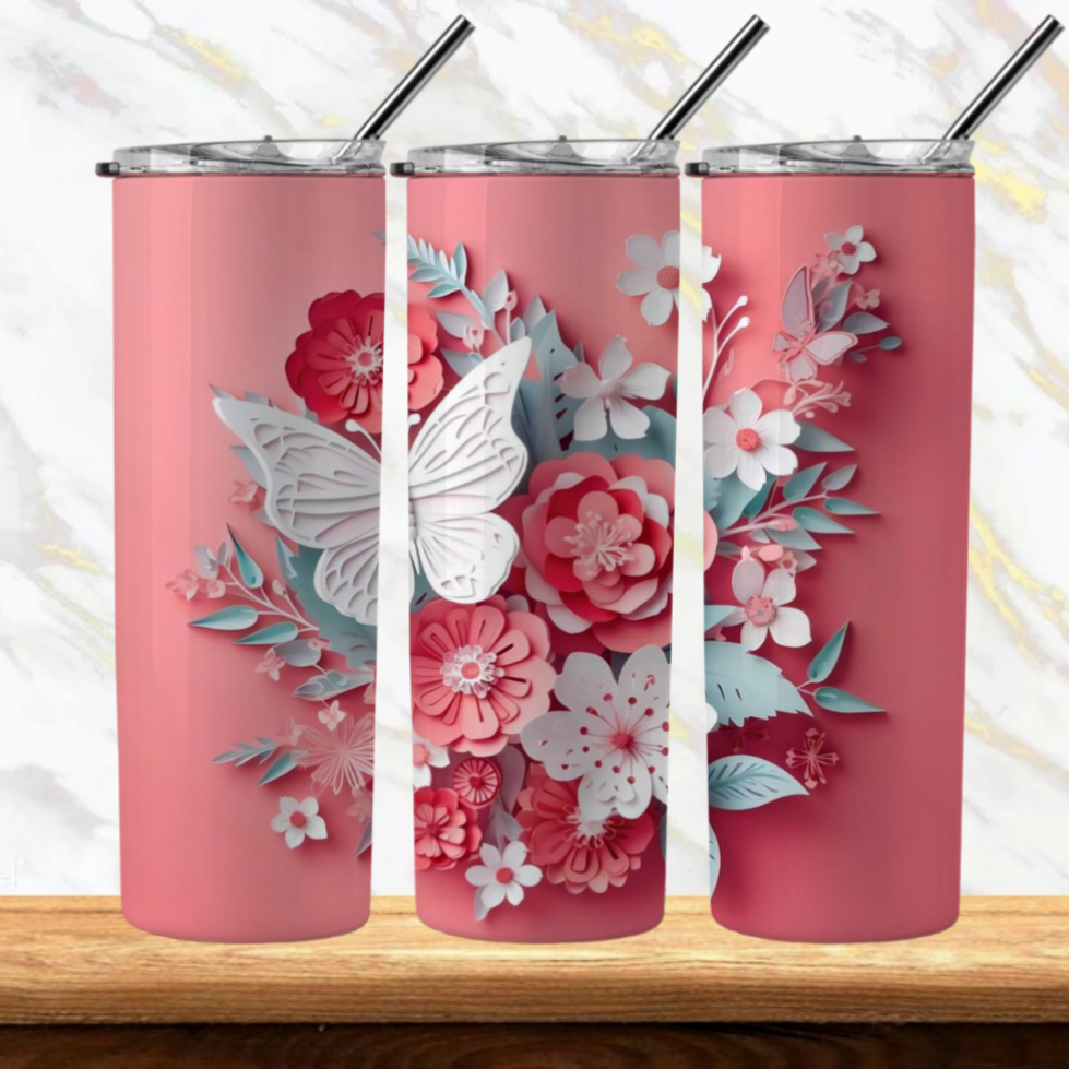 3D Flowers Sublimation Tumbler Image Bundle 20 oz