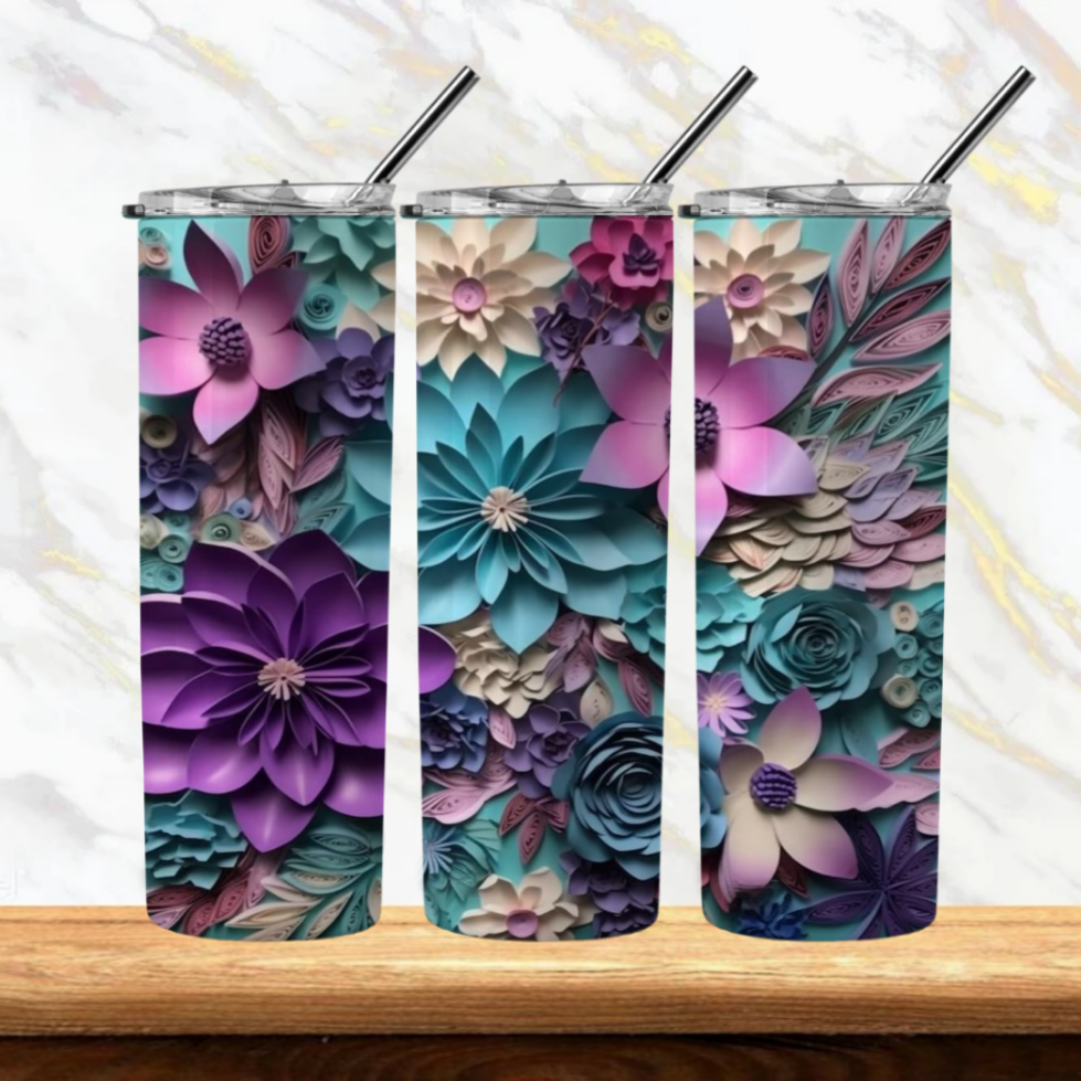 3D Flowers Sublimation Tumbler Image Bundle 20 oz