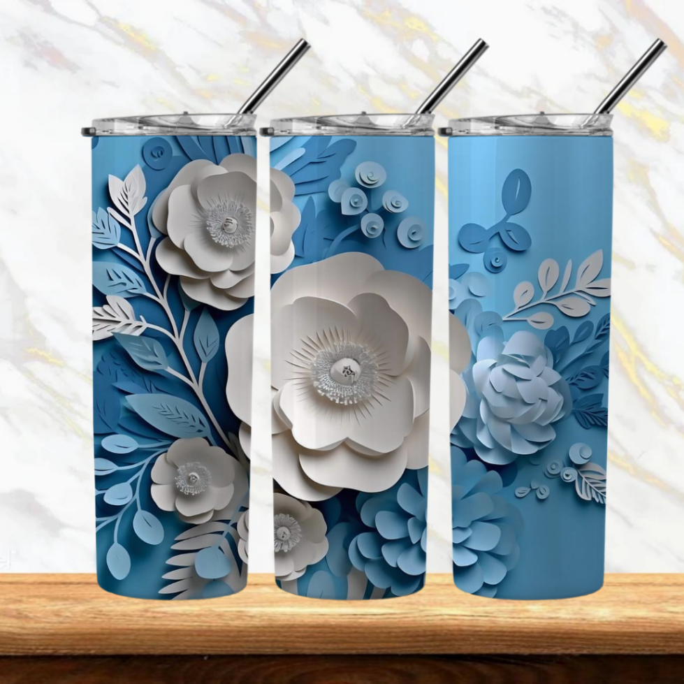 3D Flowers Sublimation Tumbler Image Bundle 20 oz