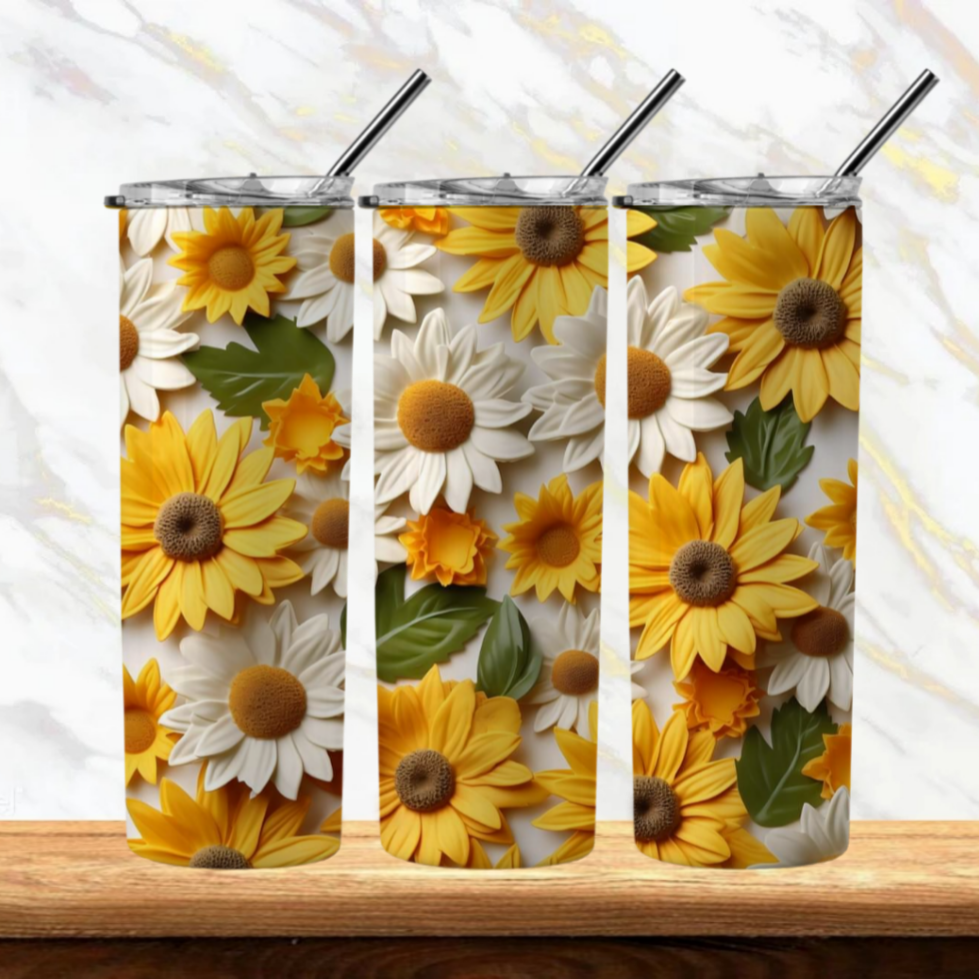 3D Flowers Sublimation Tumbler Image Bundle 20 oz