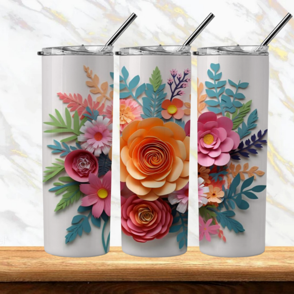 3D Flowers Sublimation Tumbler Image Bundle 20 oz