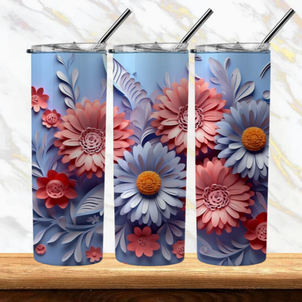 3D Flowers Sublimation Tumbler Image Bundle 20 oz