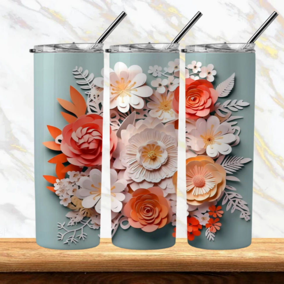 3D Flowers Sublimation Tumbler Image Bundle 20 oz