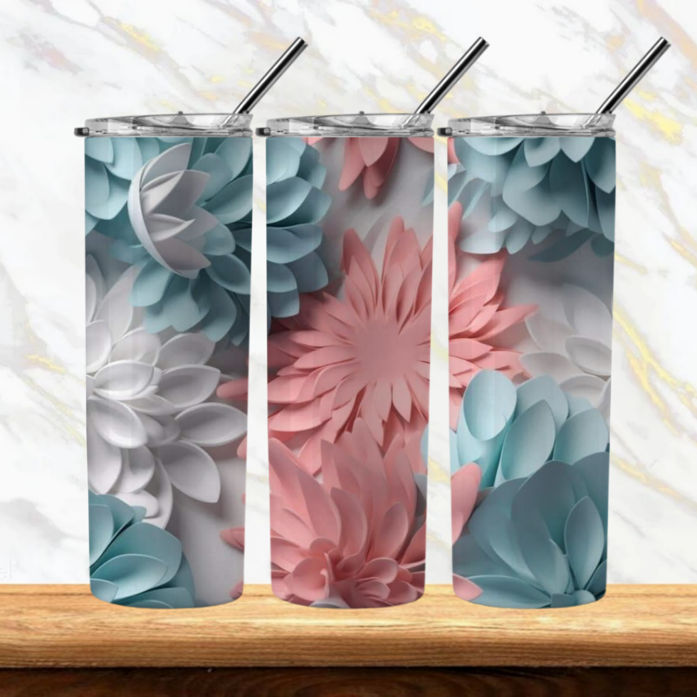 3D Flowers Sublimation Tumbler Image Bundle 20 oz