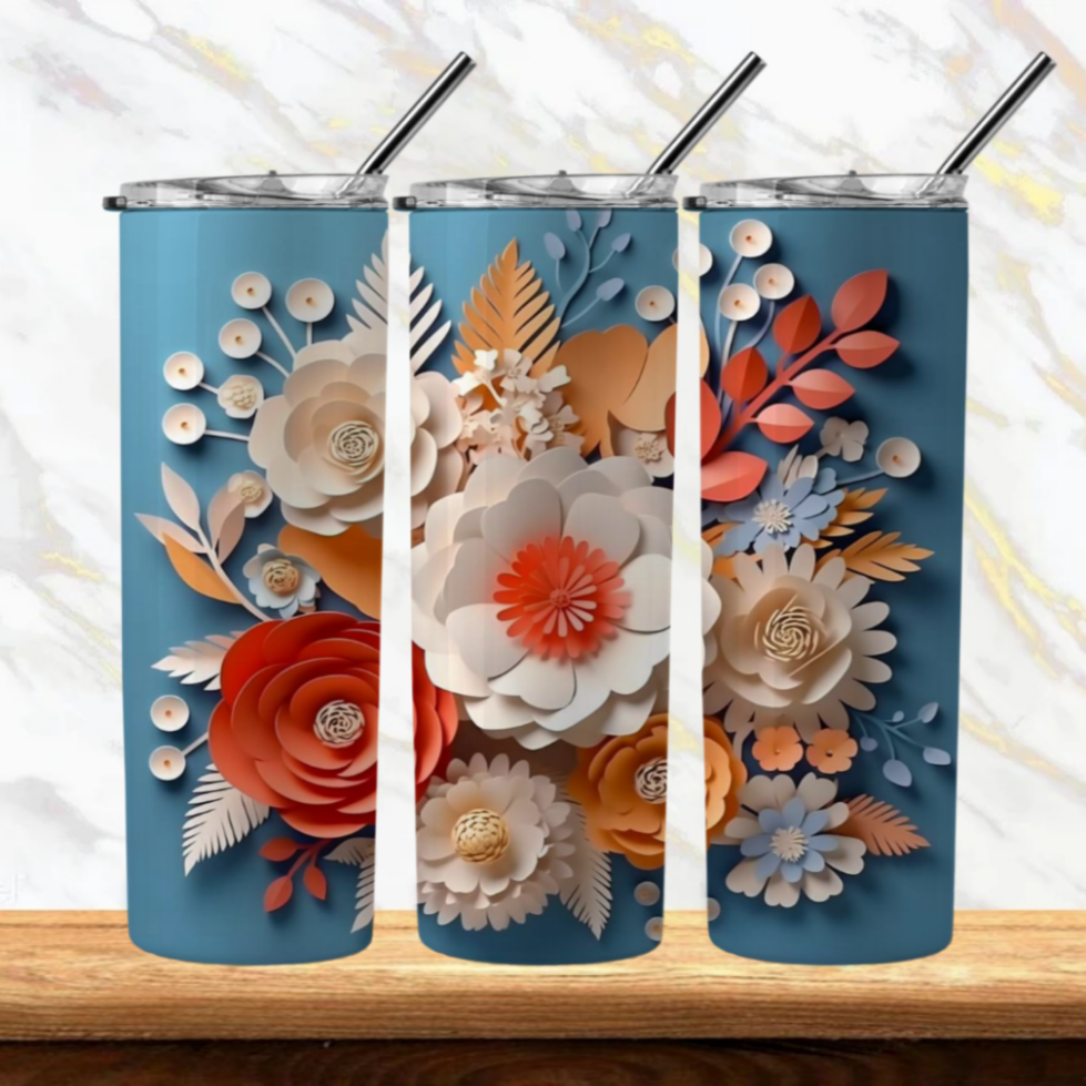 3D Flowers Sublimation Tumbler Image Bundle 20 oz