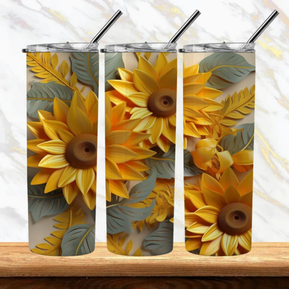 3D Flowers Sublimation Tumbler Image Bundle 20 oz