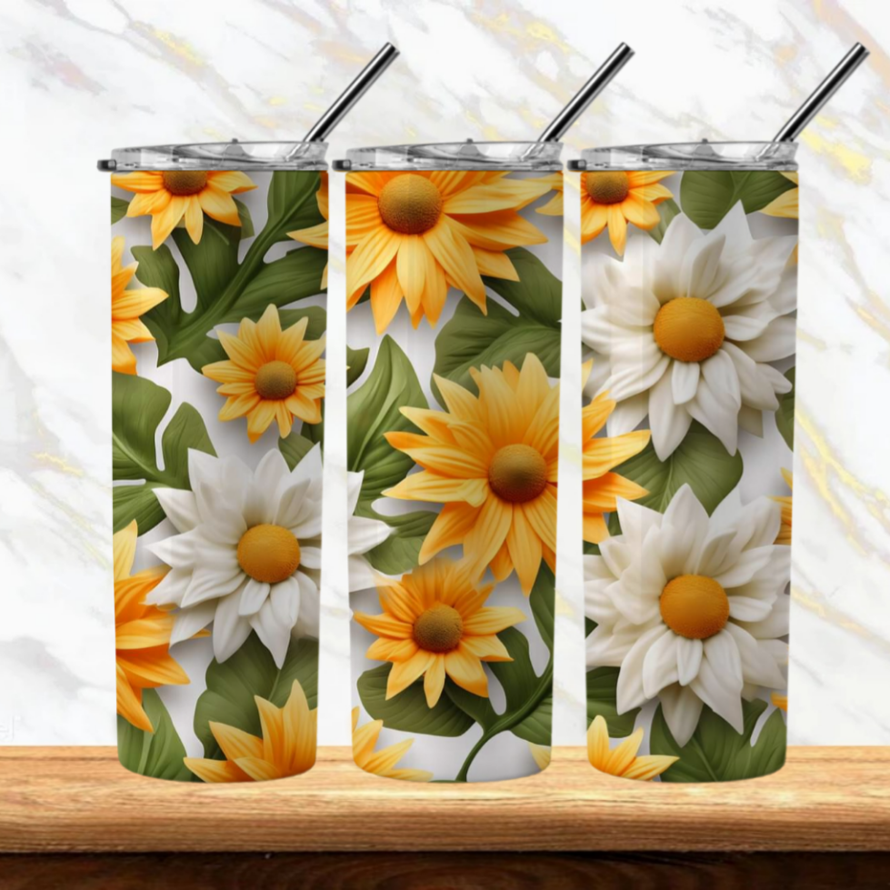 3D Flowers Sublimation Tumbler Image Bundle 20 oz