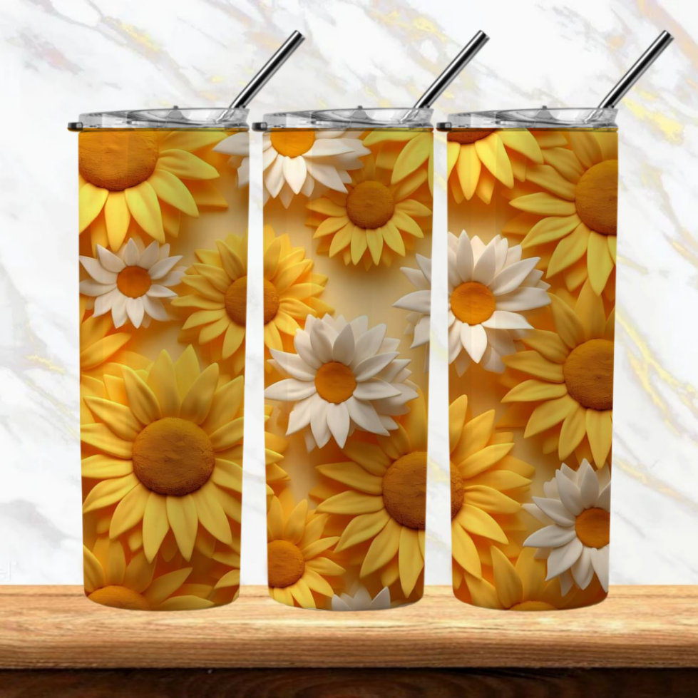 3D Flowers Sublimation Tumbler Image Bundle 20 oz