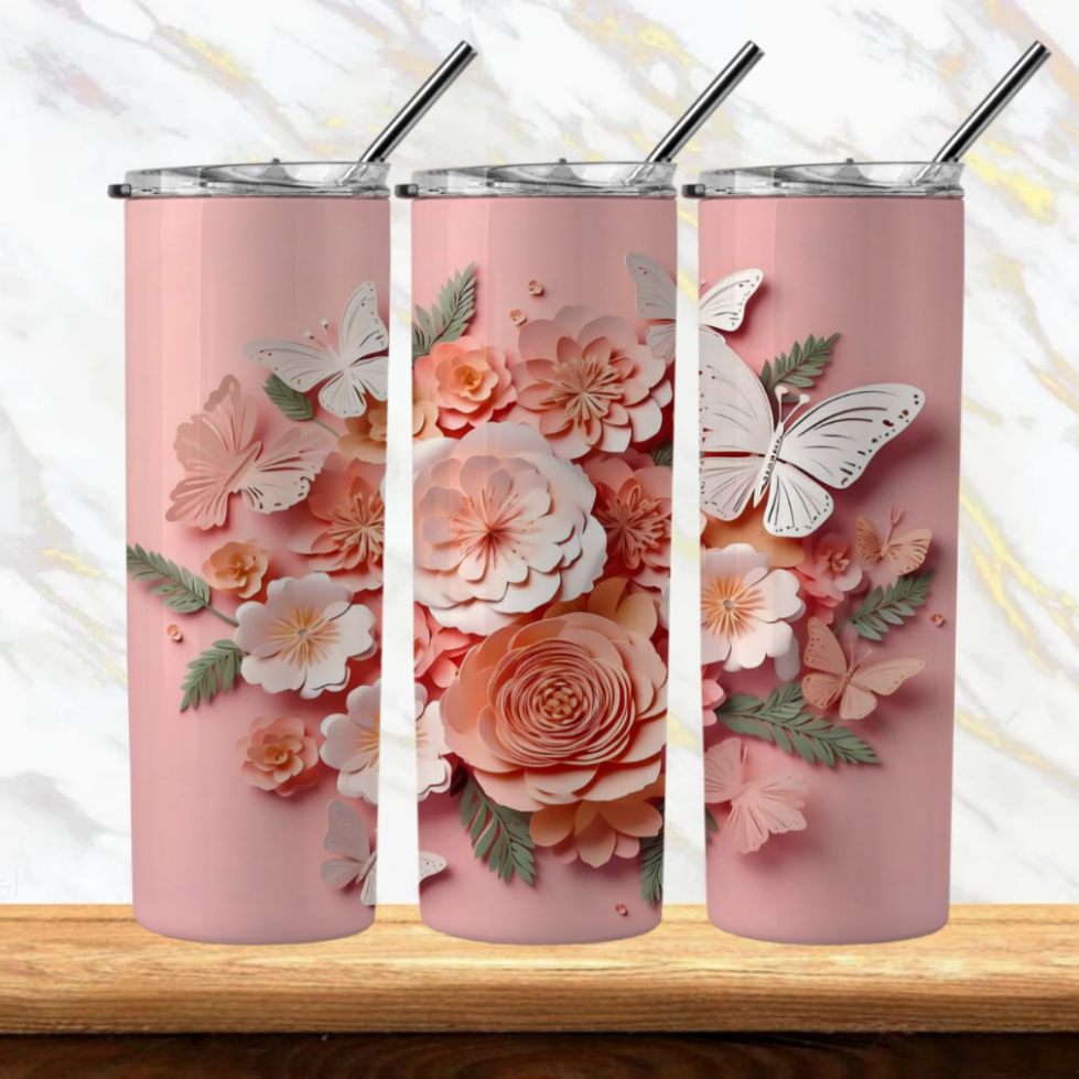 3D Flowers Sublimation Tumbler Image Bundle 20 oz