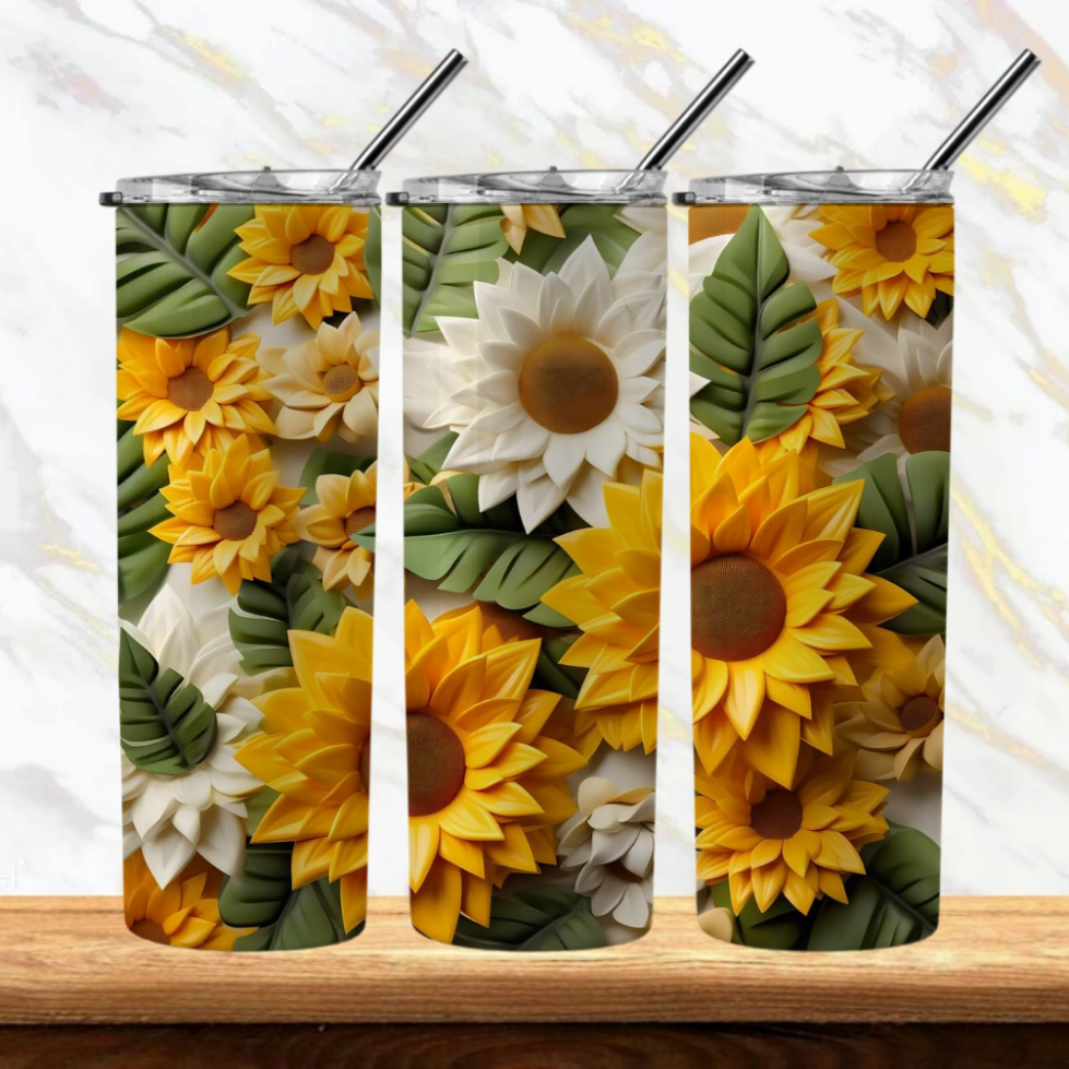 3D Flowers Sublimation Tumbler Image Bundle 20 oz