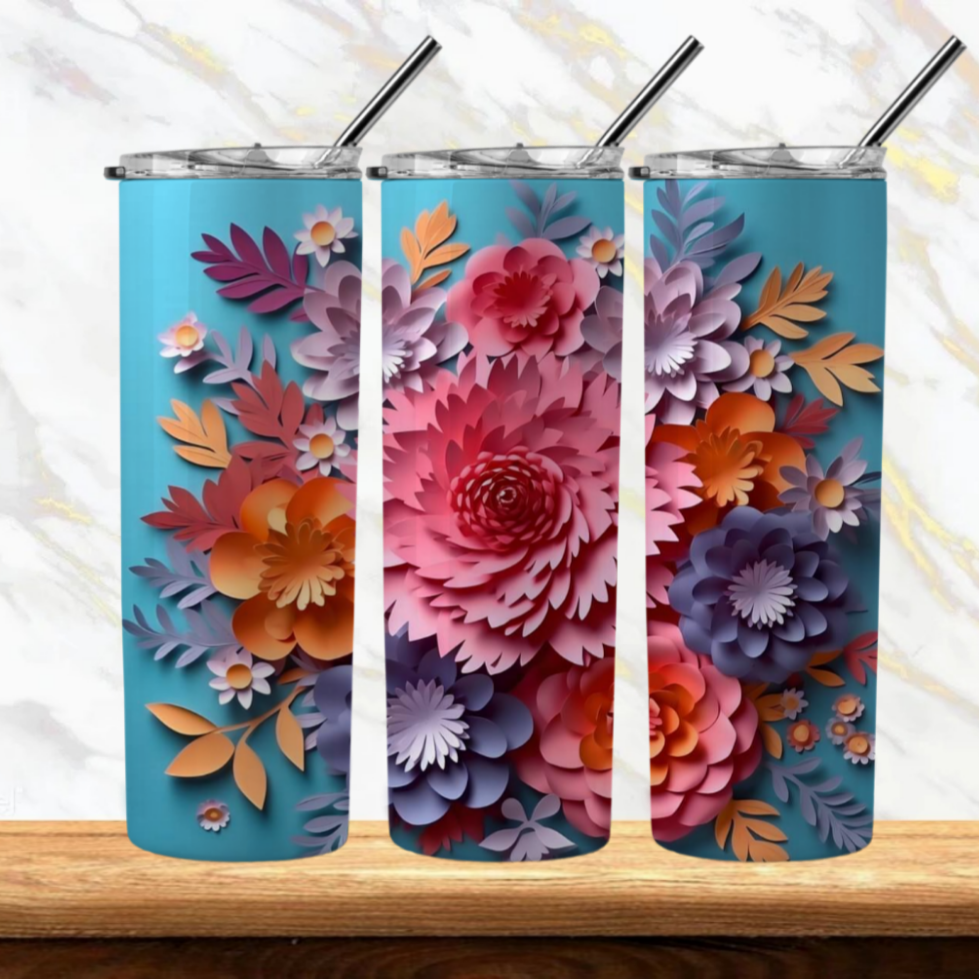 3D Flowers Sublimation Tumbler Image Bundle 20 oz