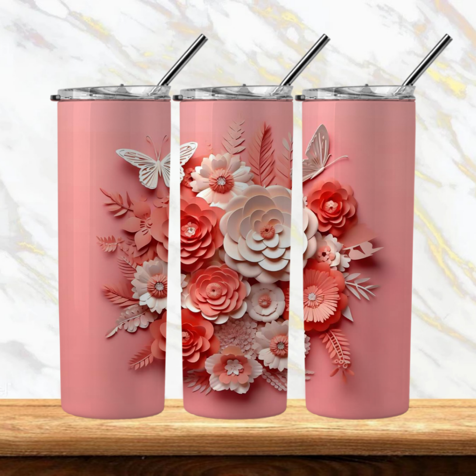 3D Flowers Sublimation Tumbler Image Bundle 20 oz