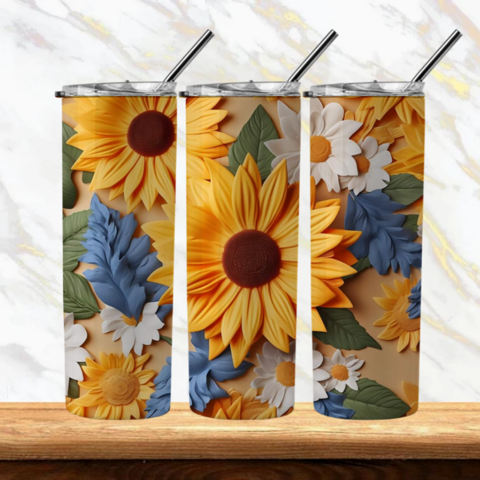 3D Flowers Sublimation Tumbler Image Bundle 20 oz