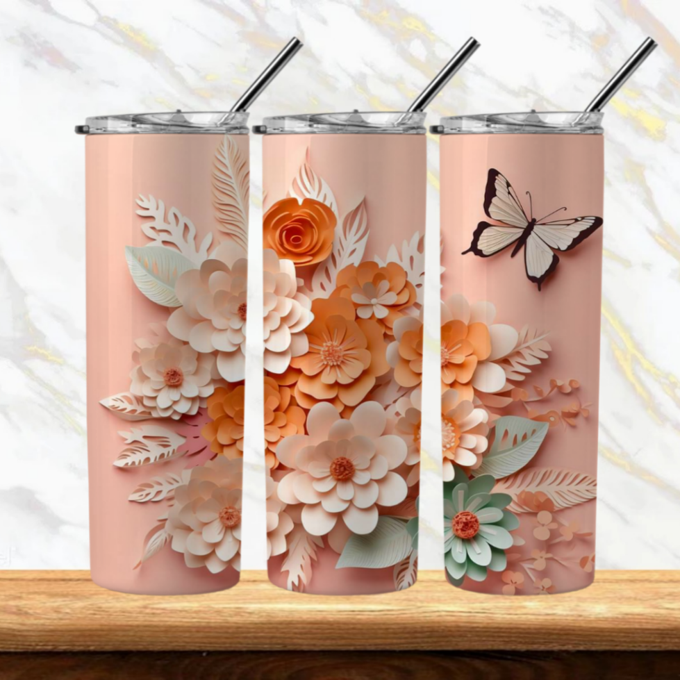 3D Flowers Sublimation Tumbler Image Bundle 20 oz