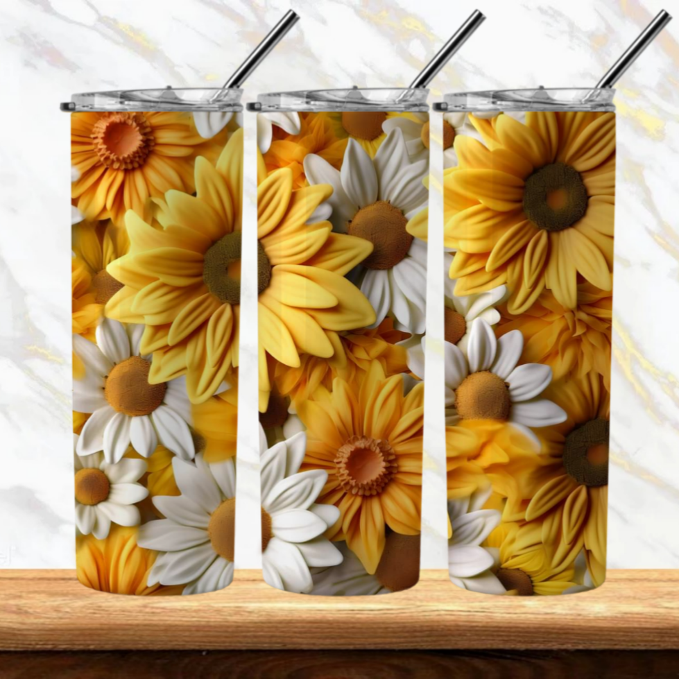 3D Flowers Sublimation Tumbler Image Bundle 20 oz