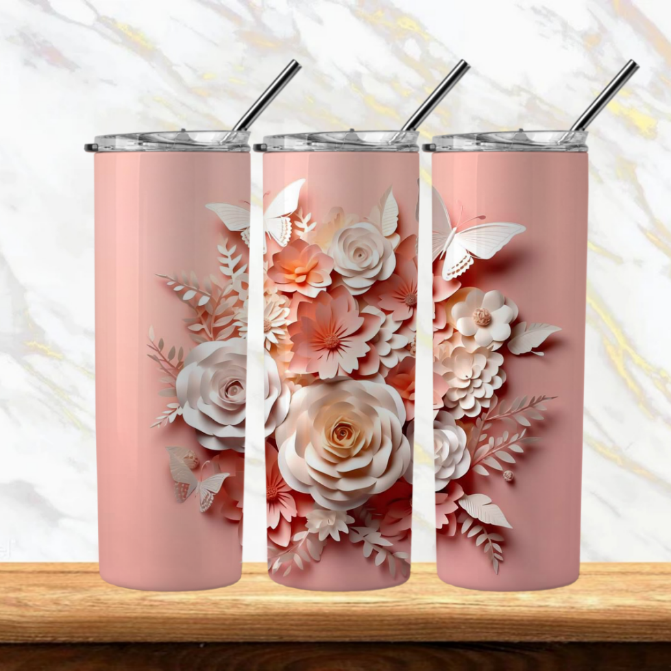 3D Flowers Sublimation Tumbler Image Bundle 20 oz