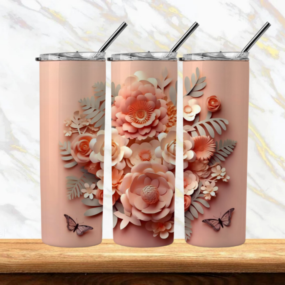 3D Flowers Sublimation Tumbler Image Bundle 20 oz