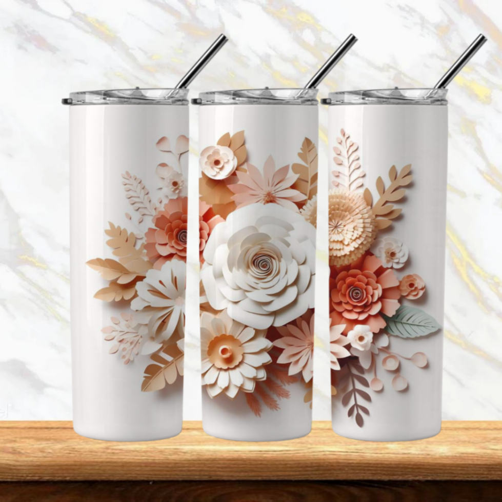 3D Flowers Sublimation Tumbler Image Bundle 20 oz