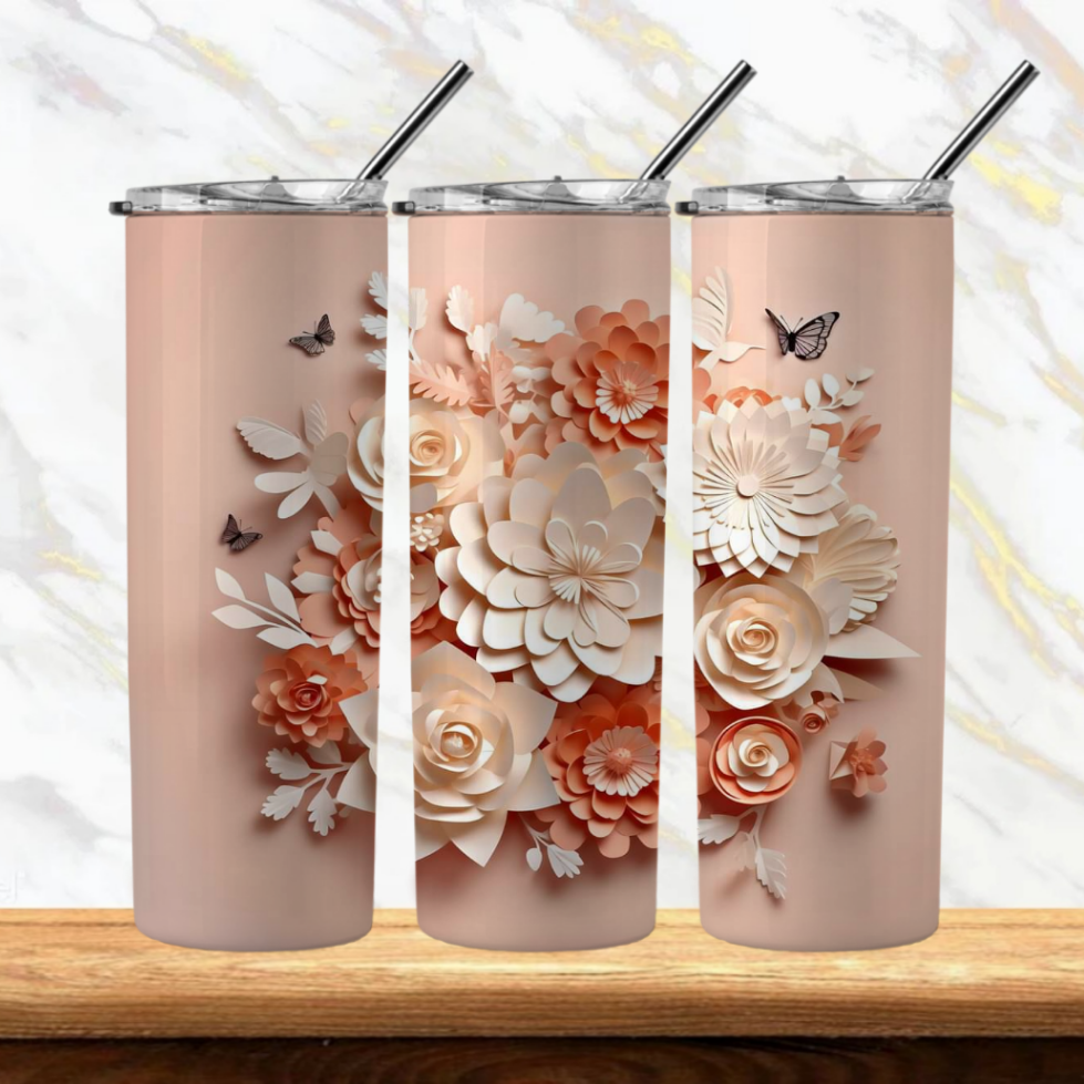 3D Flowers Sublimation Tumbler Image Bundle 20 oz