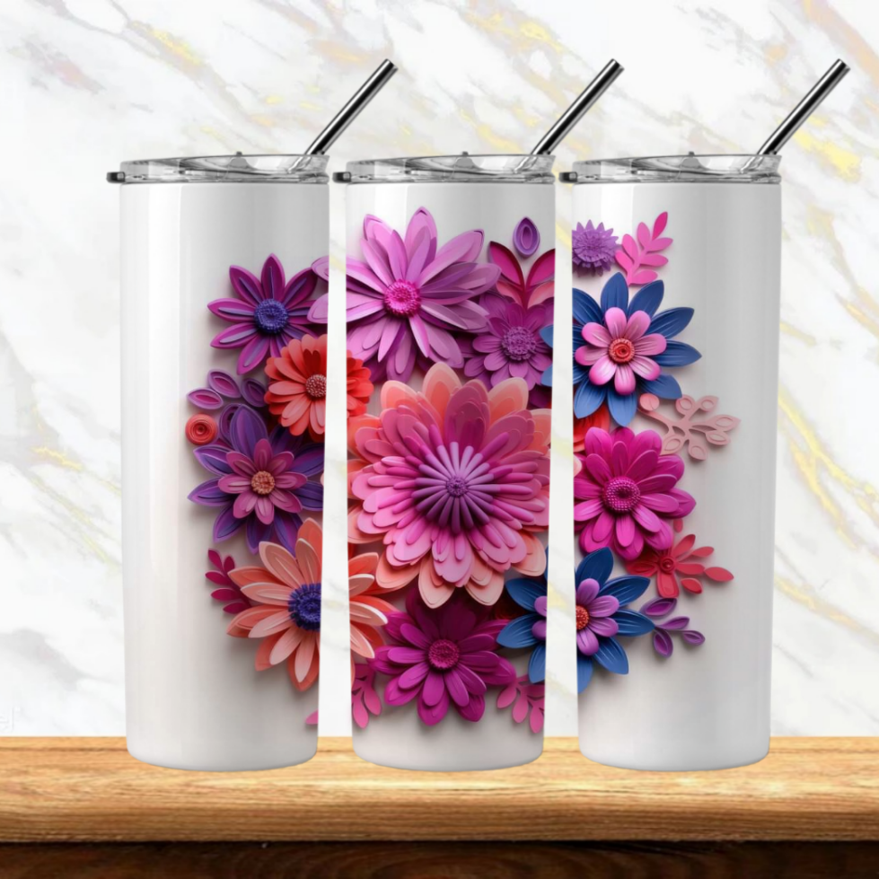 3D Flowers Sublimation Tumbler Image Bundle 20 oz