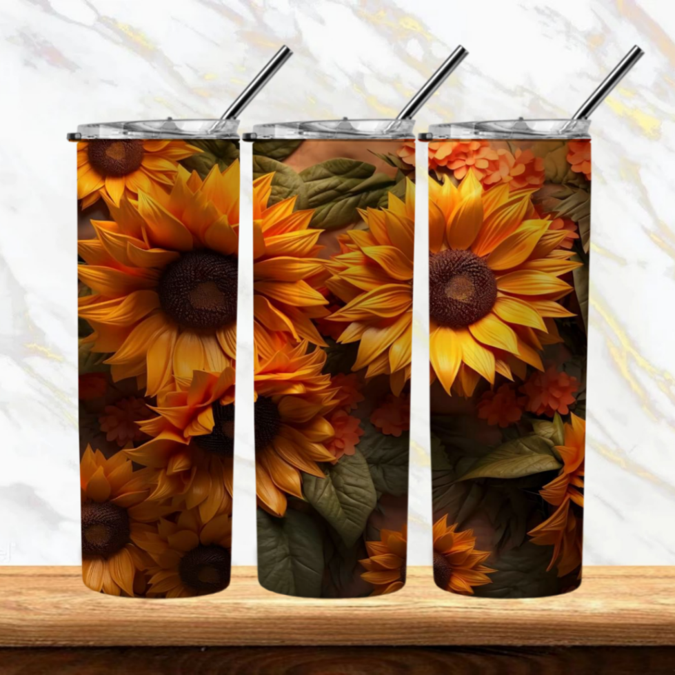 3D Flowers Sublimation Tumbler Image Bundle 20 oz