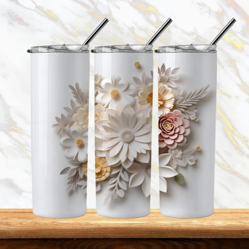 3D Flowers Sublimation Tumbler Image Bundle 20 oz