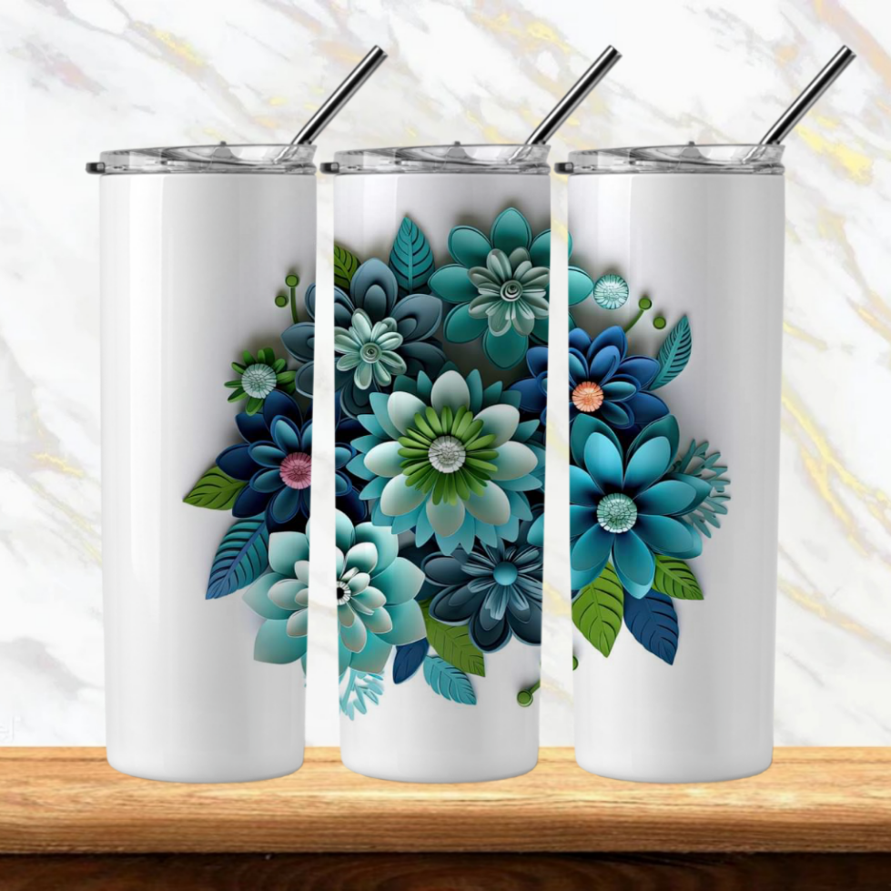 3D Flowers Sublimation Tumbler Image Bundle 20 oz