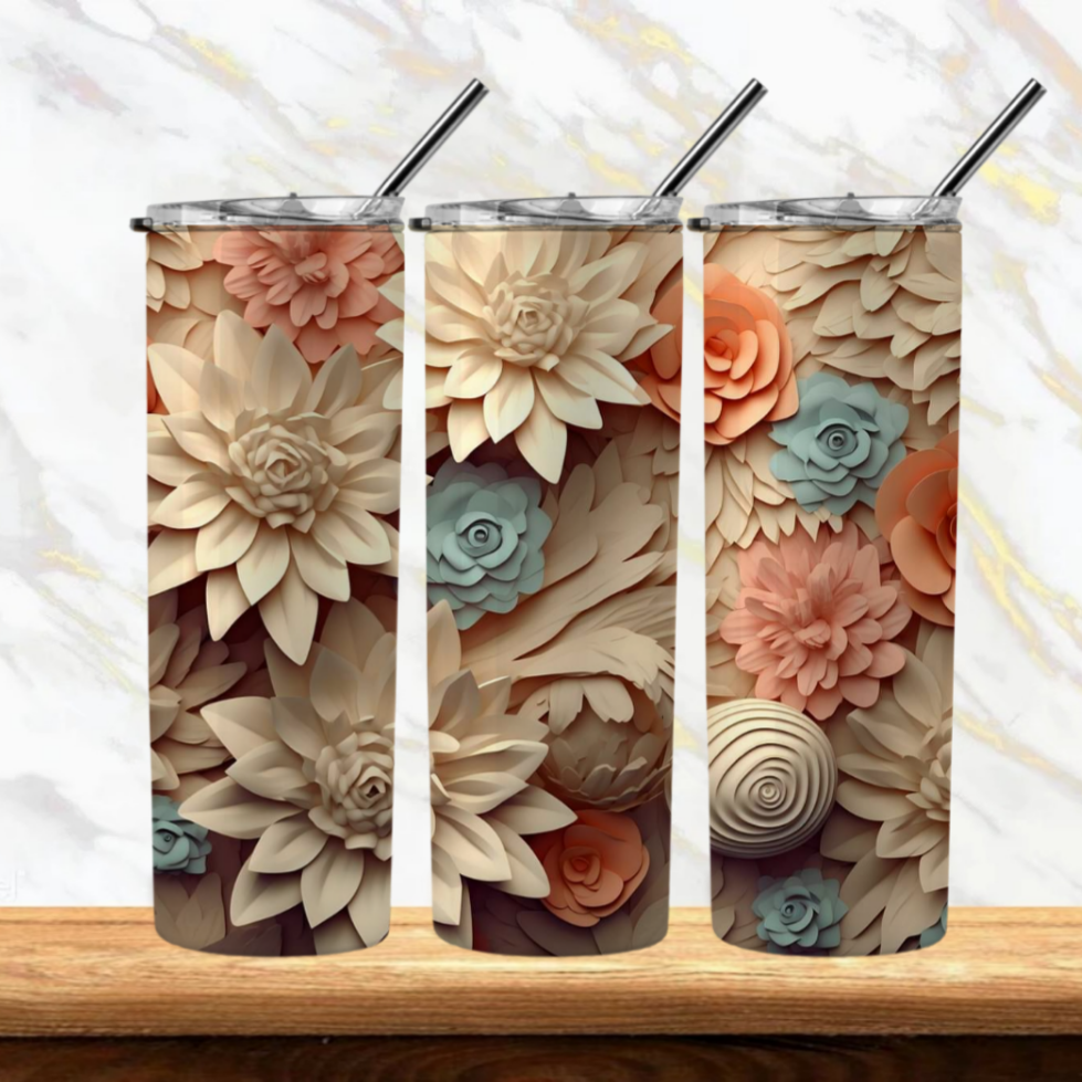 3D Flowers Sublimation Tumbler Image Bundle 20 oz